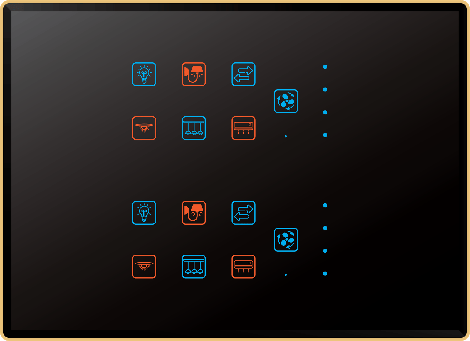 12-switch 2-fan master panel, premium glass