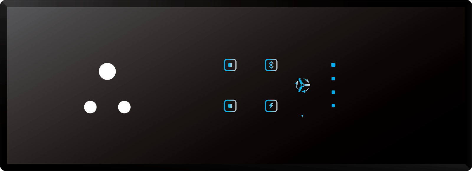 Multi-function panel with socket, glass black