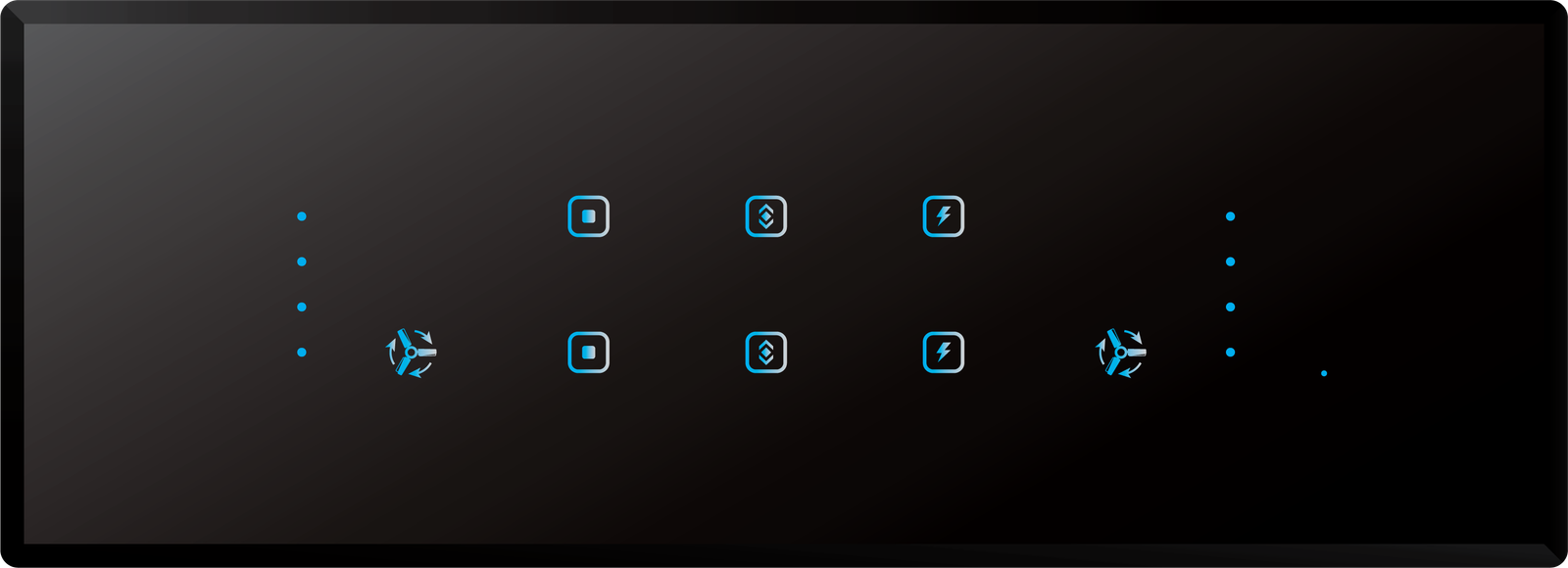 6-switch 2-fan panel, glass black