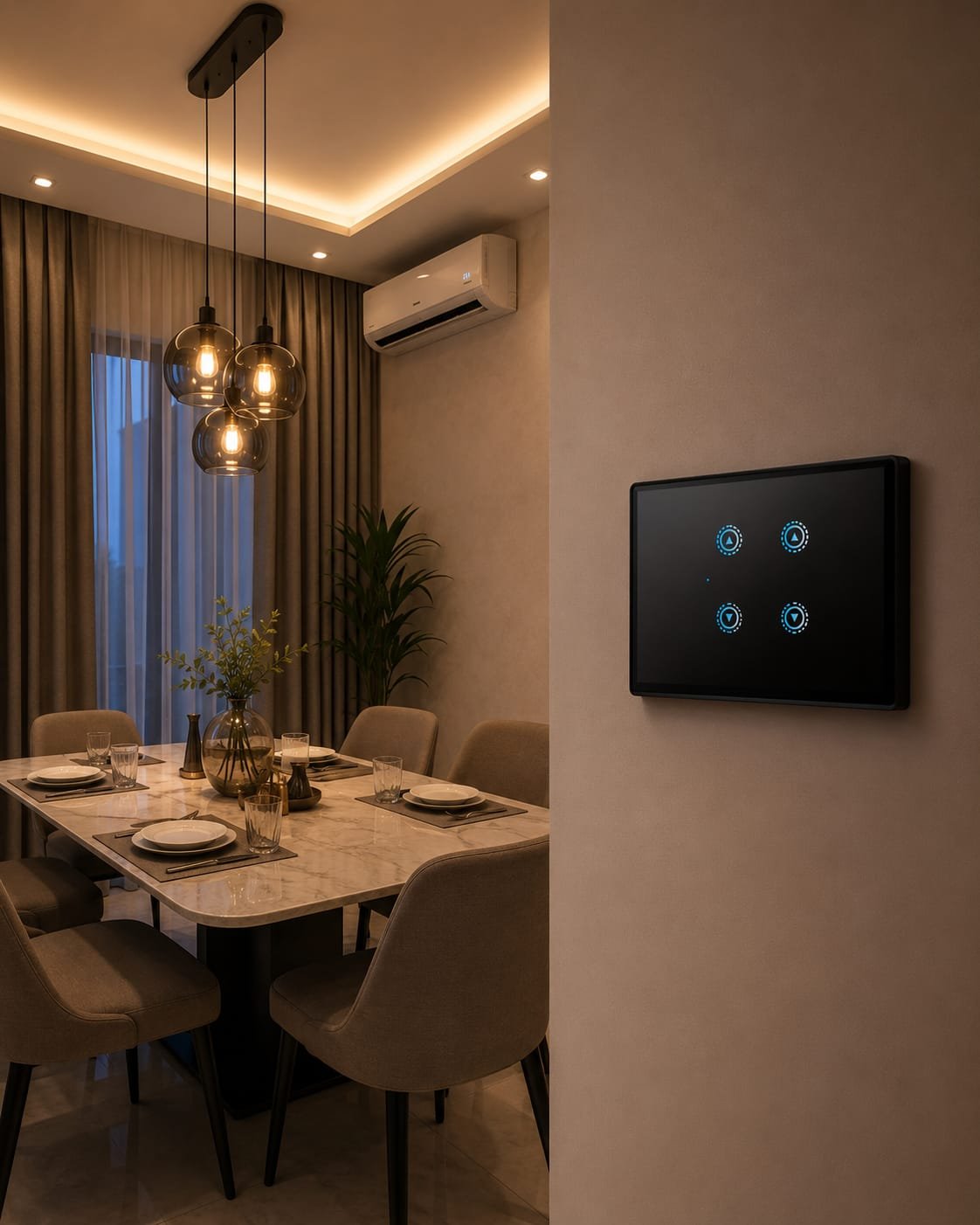 Automateo dimmer panel in a contemporary dining room