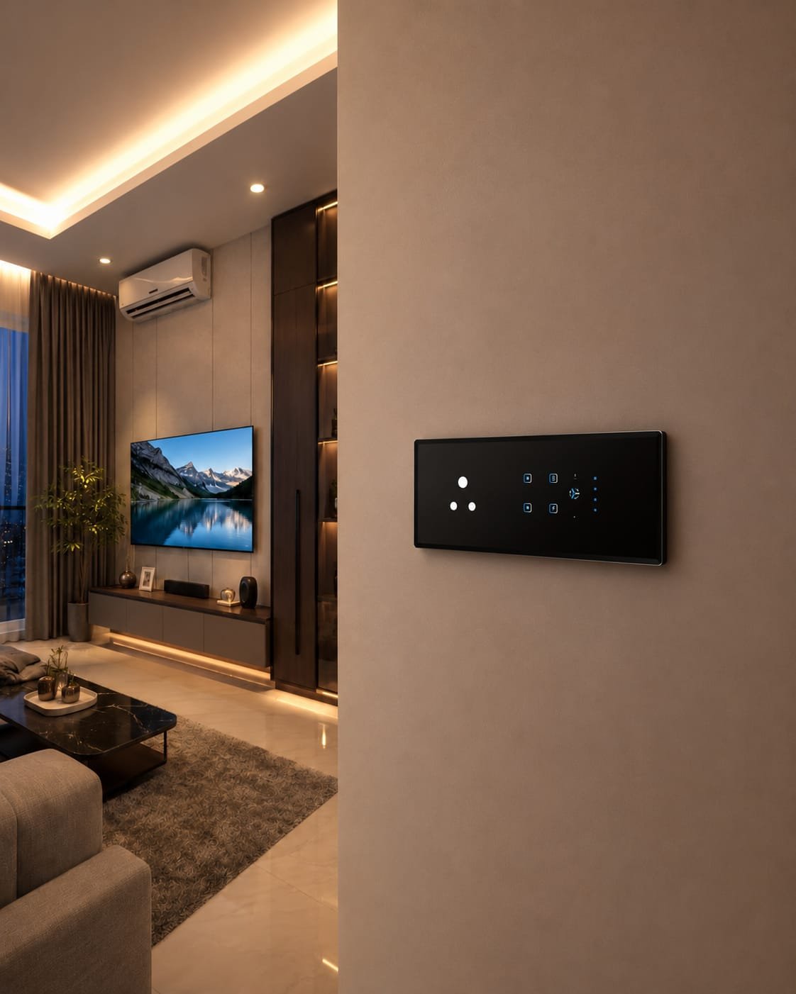 Automateo multi-function panel in a modern living room