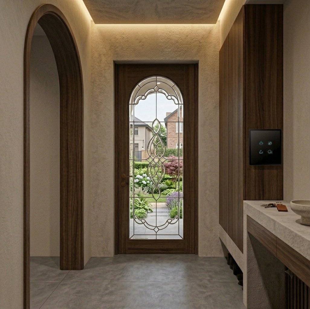 Automateo panel in a contemporary entry foyer